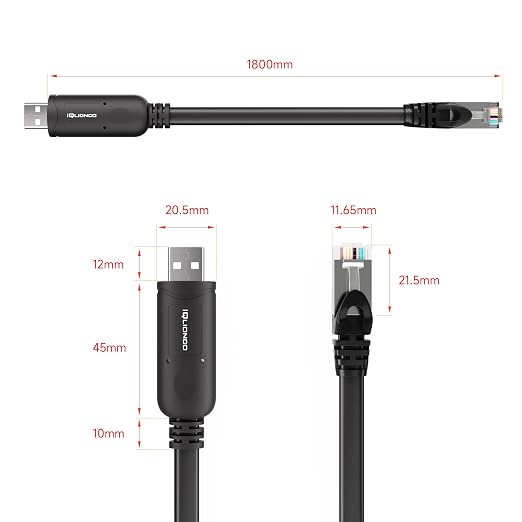 USB-C to RJ45 Console Cable Black - Cisco Certified FTDI Chip | Plug &amp Play for Routers/Switches (6ft) - NOT Ethernet!