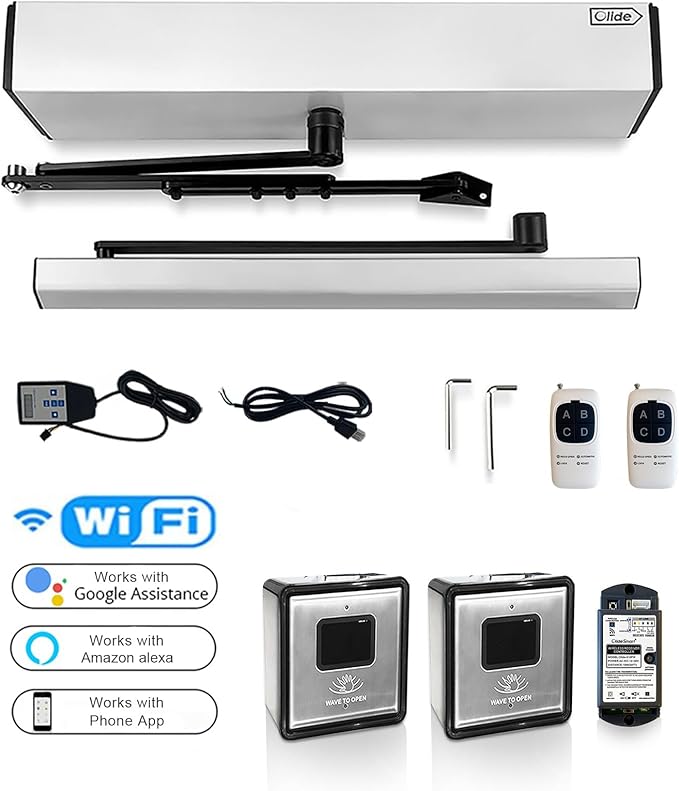 Olideauto Olide-120B Sensor Open Automatic Touchless Swing Door with 2pcs Olide-512 Touchless Wireless Wave to Open Switch
