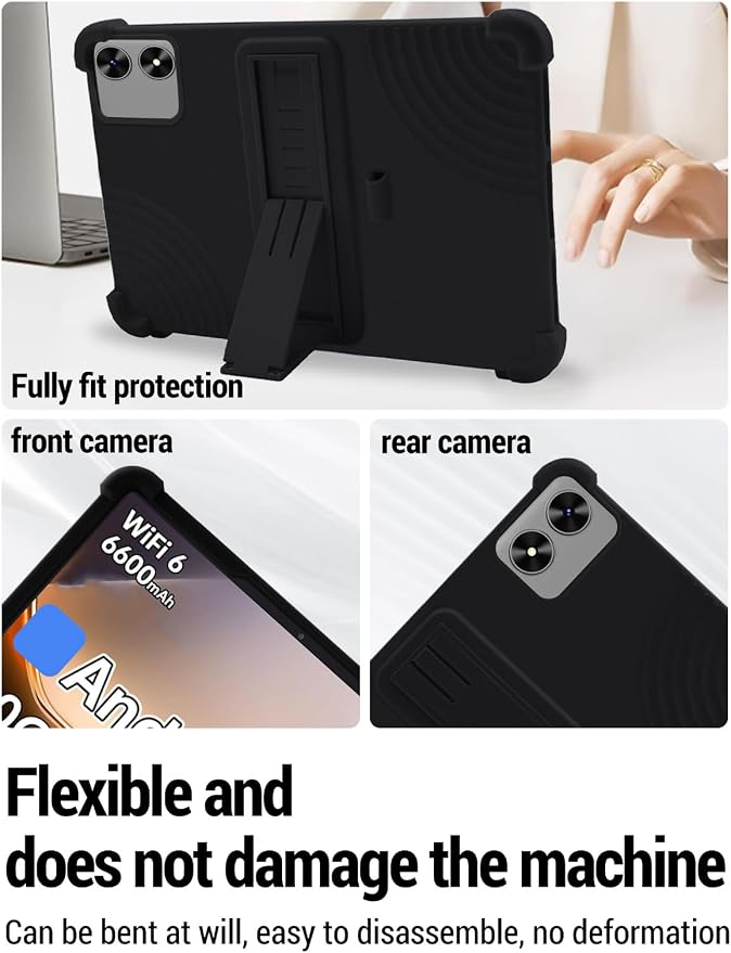 for SHARECLOUD P10_T (10.1 inch) Android 16 Tablet Protective case Shockproof Lightweight Silicone Protective case with Stand Child-Friendly Protection capacitive Stylus Included Black