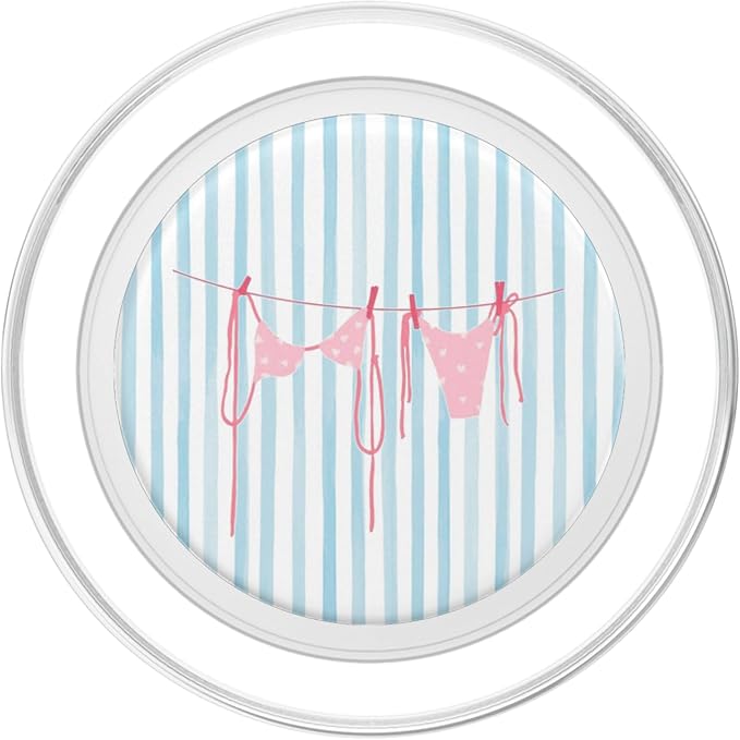 Bikini Summer Holiday Beach Girly Pink Swimsuit Stripped PopSockets PopWallet for MagSafe