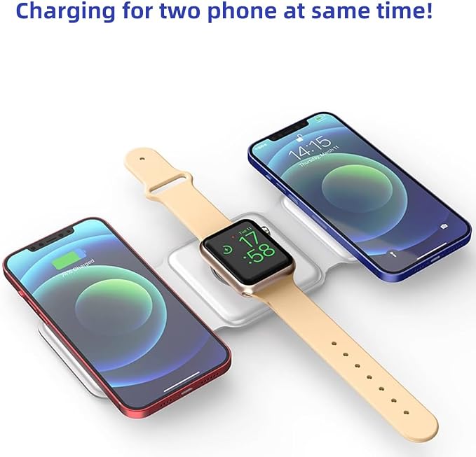 IHAO 3in1 Multifunctional Foldable Wireless Charging Station with LED Ambient Night Light Fast QC3.0 Charger for Phone iWatch Headphone Space-Saving Auto-Shutoff &amp Overcharge Protection-Black