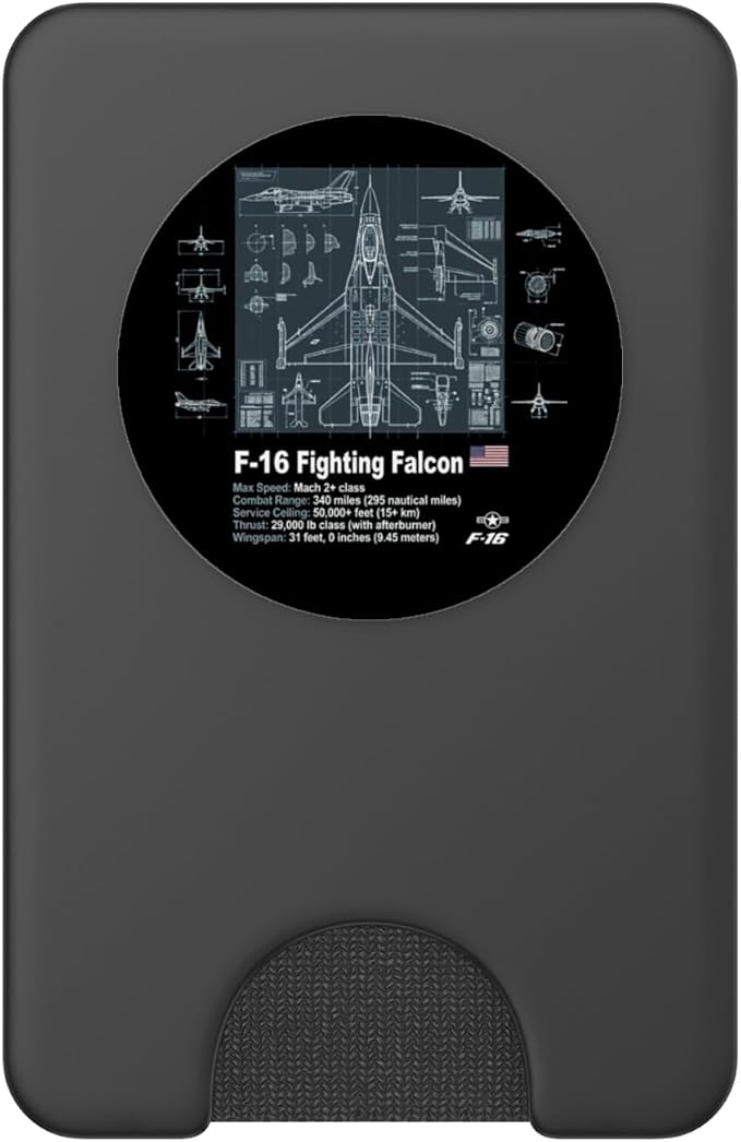 F-16 Blueprint Technical Schematic Aviation PopSockets PopWallet for MagSafe