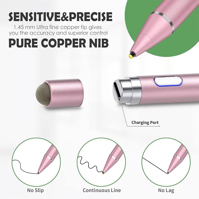 Active Stylus Pen for Touch ScreensDual Pen Tips for iOS &amp Android Drawing &amp WritingHigh Precise Digital Pencil for Apple iPhone 16/15/14/13/12/11/X/8iPad Air/Pro/MiniPhone/Tablet/Sam-sung