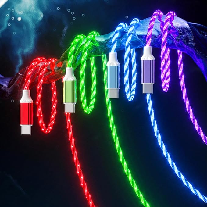 IHAO Multi Ports Charger Cable 3 Combinations in One Cable USB A to USB C/Micro USB PD Fast Charging Cord Lighted Up LED Flowing Compatible with Almost All Kinds of Electric Device-39Inches Blue