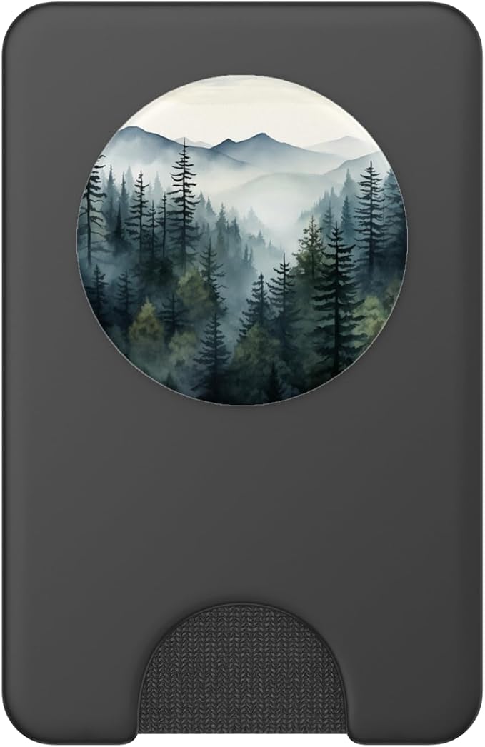 Foggy Forest Pine Tree Woods Green Nature Outdoor Explore PopSockets PopGrip for MagSafe