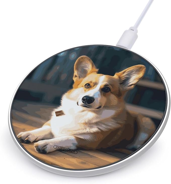 Smart Corgi Wireless Charger 10W Portable Fast Wireless Charging Pad Compatible with Phone Slim Charging Station Lightweight Charger Mat Charging Block for Travel Home Office