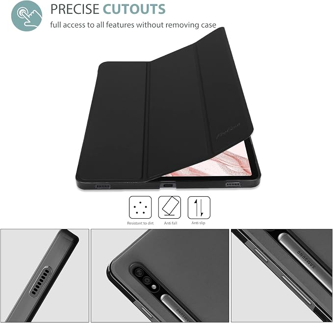 ProCase Slim Case for Galaxy Tab S8 / Tab S7 11 inch SM-X700 X706 T870 T875 T878 Lightweight Stand Case Shell Cover for 11 Galaxy Tab S8 2022 / Galaxy Tab S7 2020 -Black