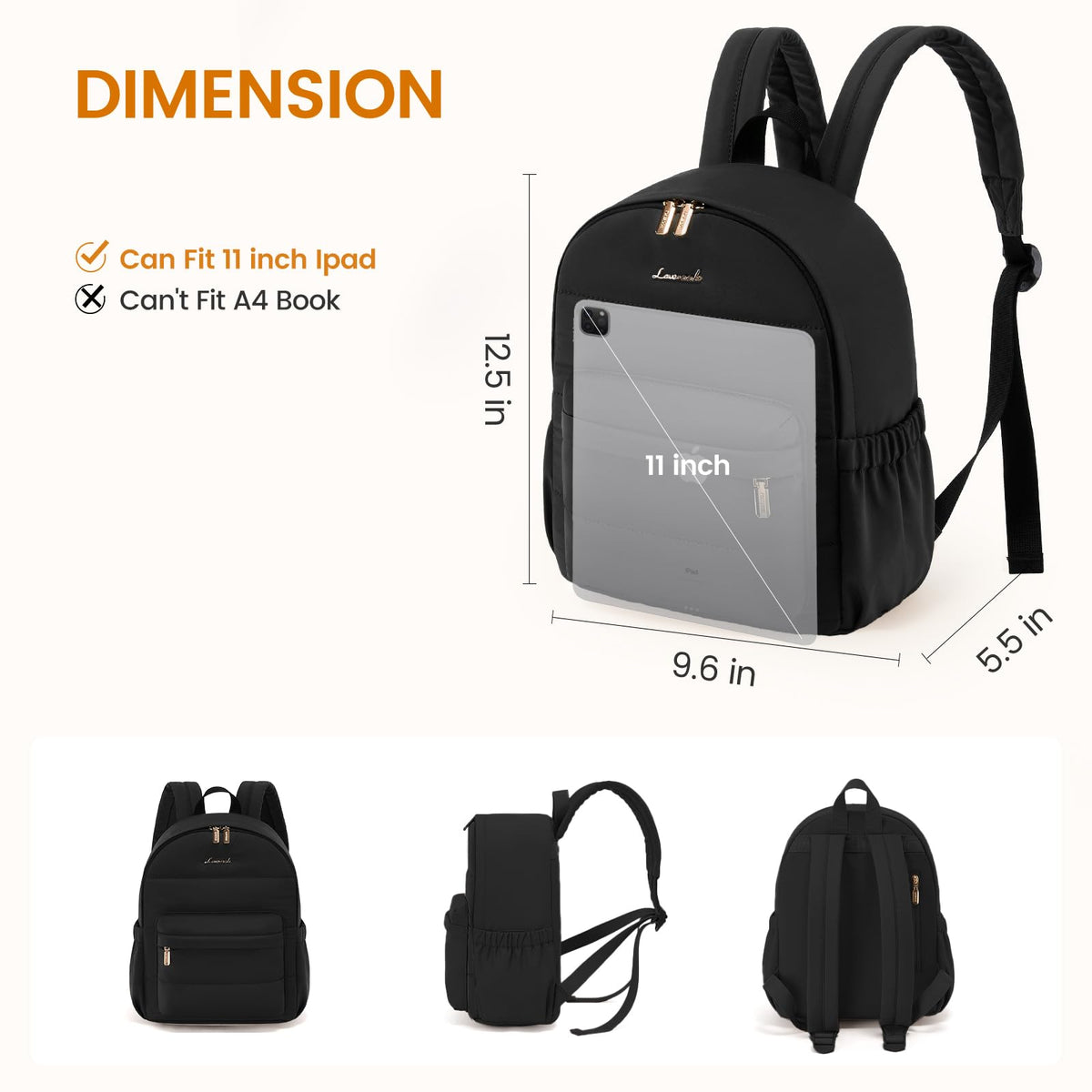 LOVEVOOK Mini Backpack Purse for Women, Small Puffer Lightweight Backpack, Casual Daily Daypack Purse for Women, back pack with Anti-theft Pocket for Travel-Black