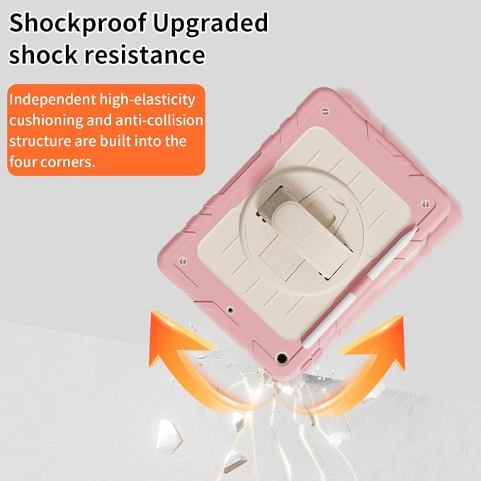 Case for iPad 9th/8th/7th Generation10.2 Shockproof 360 Rotating Stand Shoulder Hand Strap with Pencil Holder for iPad 10.2 inch 2021/2020/2019 Case (Black)