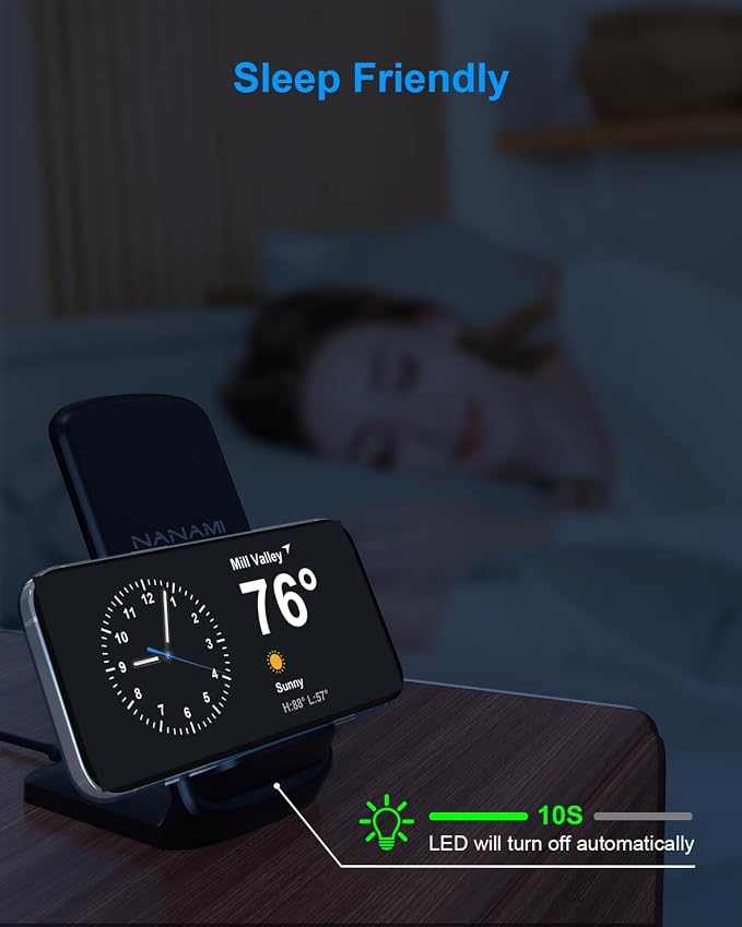 Wireless Charger PadNANAMI Fast Wireless Charging Stand &amp Charging Pad Set Compatible with iPhone 15/14/13/12/Pro Max/Mini/11/AirPods Pro for Samsung Galaxy S24/S23/S22/S21/S20/Note 20