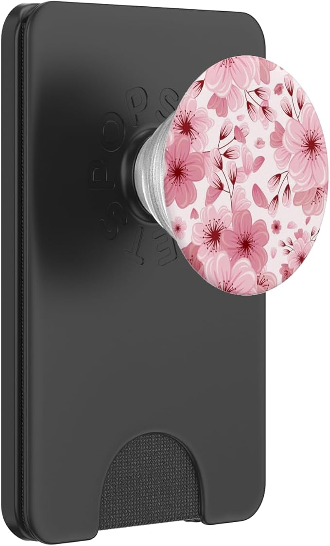 Pink Cherry Blossom Floral Pattern PopSockets PopGrip for MagSafe