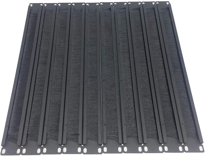 QiaoYoubang 10 Pack 1U Horizontal Rack Mount Cable Management Panel with Cable Entry Brush for 19-Inch Rack Or Cabinet Black (1UCMB1U10PC)