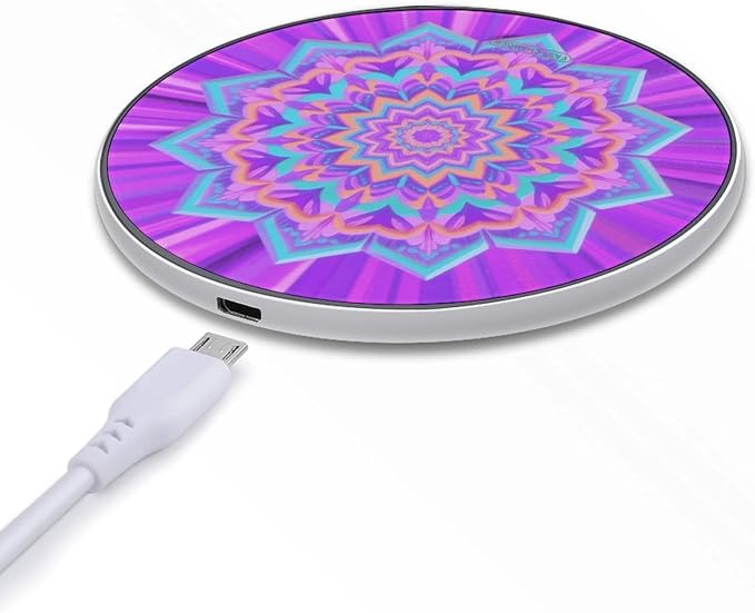 Simple Mandala Wireless Charger with USB CableAluminum Alloy Frame 10W Max Compatible Fast Wireless Charging Pad- 3.2ft Cable Included for Travel Home Office Desk