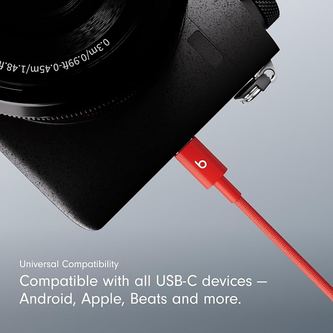 Beats 240W USB-C to USB-C Braided Cable Fast Charging Durable/Tangle Free Compatible with Apple and Android Devices (3 m/10 ft) – Bolt Black