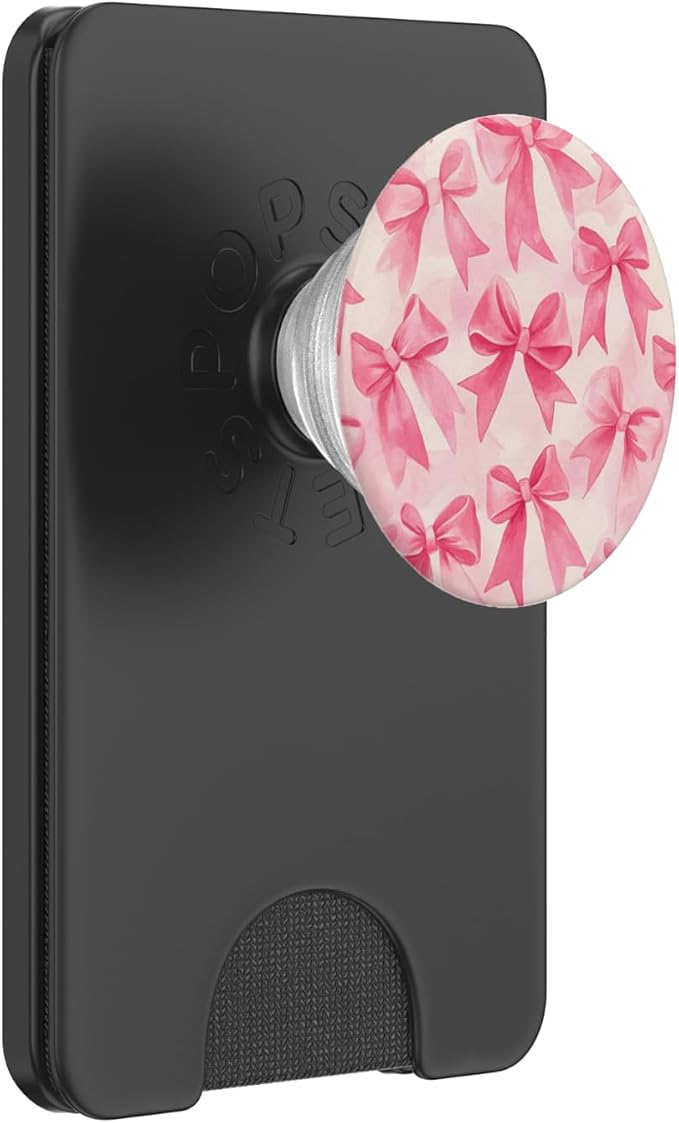 Aesthetic Pink Ribbons And Bows Watercolor Pattern Art PopSockets PopGrip for MagSafe