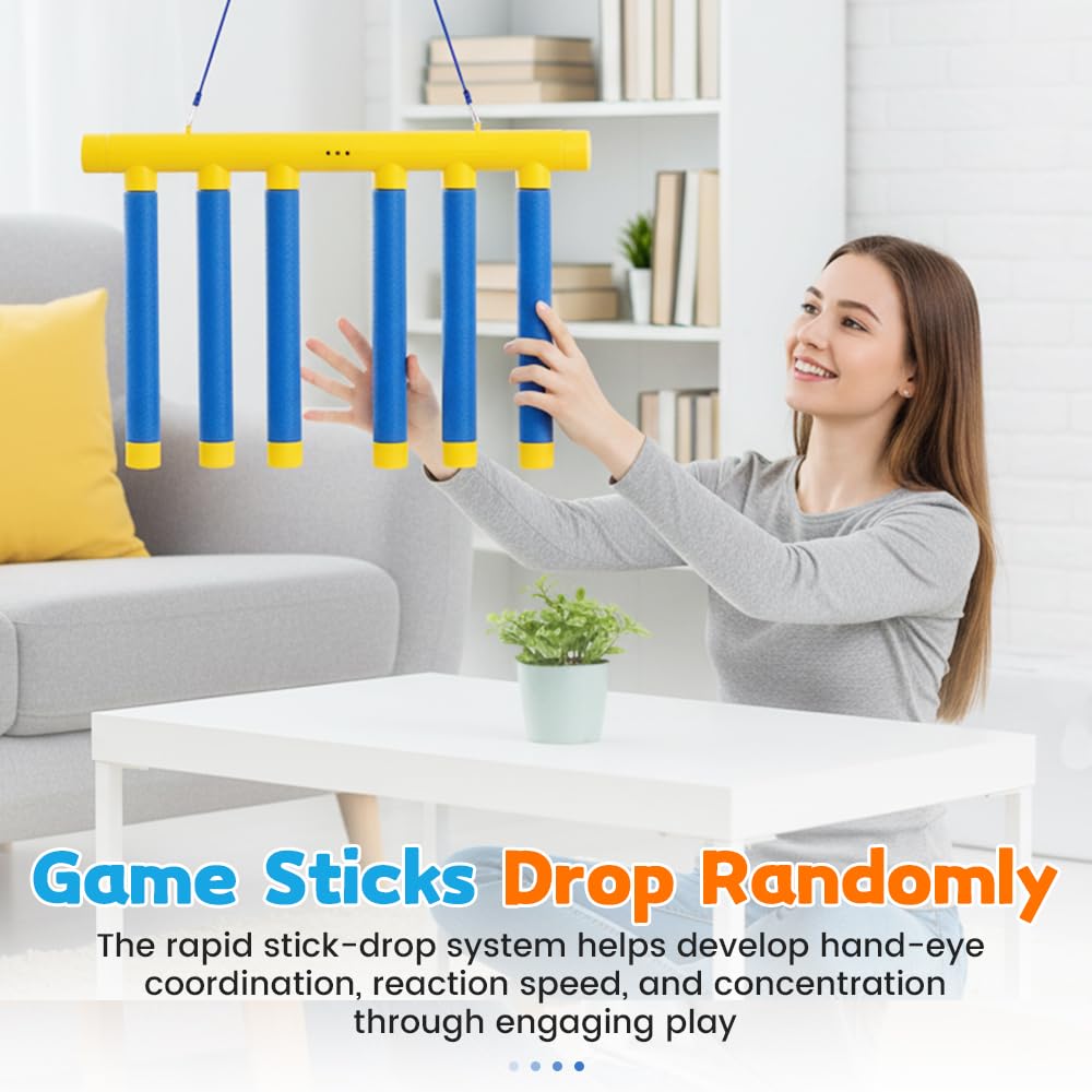 LECDOA Reflex Game Falling Sticks, 3-Speed Adjustable Hand-Eye Coordination Reflex Training Toy, Stick-Catching Game Suitable for All Ages (Blue)