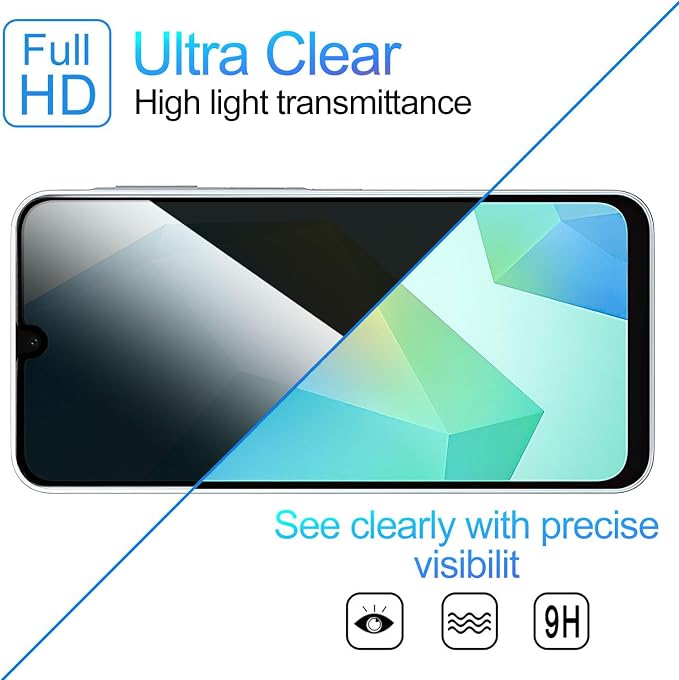 2 Pack Privacy Screen Protector for Samsung Galaxy A16 5G | [Anti-Spy Tempered Glass] [Fingerprint Unlock Support] [Auto Dust Remove] Anti-Scratch9H Protective Tempered Glass