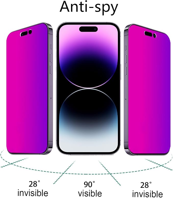 2 Pack Anti-Blue Privacy Tempered Glass for iPhone 11 / iPhone XR Anti-Spy Screen Protector Film Electroplated Gradient Colorful 6.1 inch