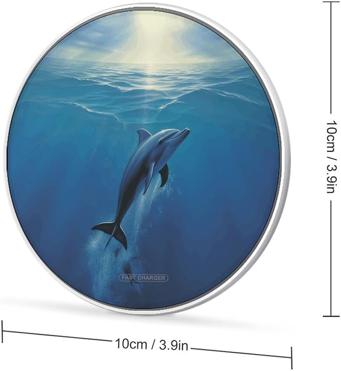 Dolphin in The Ocean Wireless Charger Fast Charging Pad | Anti-Slip Qi Certified Wireless Charging Pad for All Phones with Wireless Charging Function for Home Office Travel