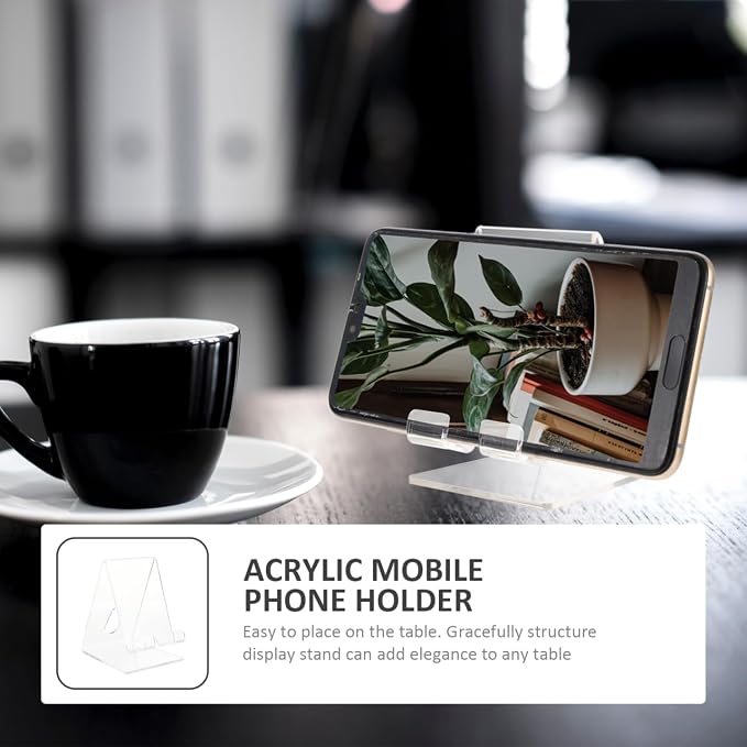 ARTIBETTER 4 Pack Acrylic Cellphone Stand Clear Phone Holder for Desk Universal Cellphone Dock for Home Office or Store Display