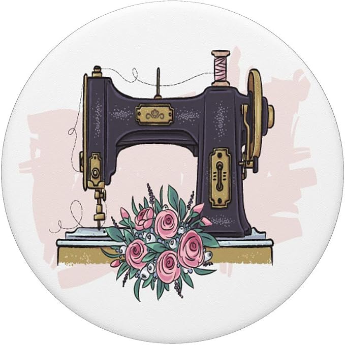 Sewing Machine Floral Quilting Sewer Quilter Design PopSockets PopGrip: Swappable Grip for Phones &amp Tablets