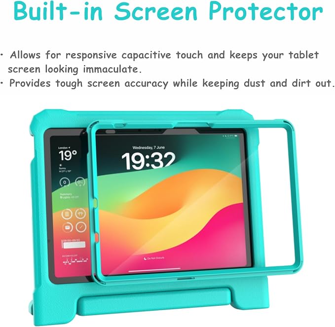 Kids Case for New iPad (A16) 11th Generation 11 inch 2025 iPad 10th Generation 10.9 2022 - Shockproof Handle Bumper Stand Cover with Built-in Screen Protector &amp Pencil Holder Tablet Case (Black)