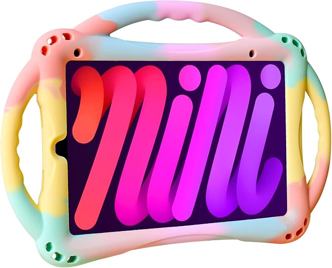 TopEsct Kids Case for iPad mini 7 (A17 Pro) 2024 /iPad Mini6 2021 Shockproof Silicone Cover with Handle Stand for 8.3 iPad mini 6th/7th GenBlue