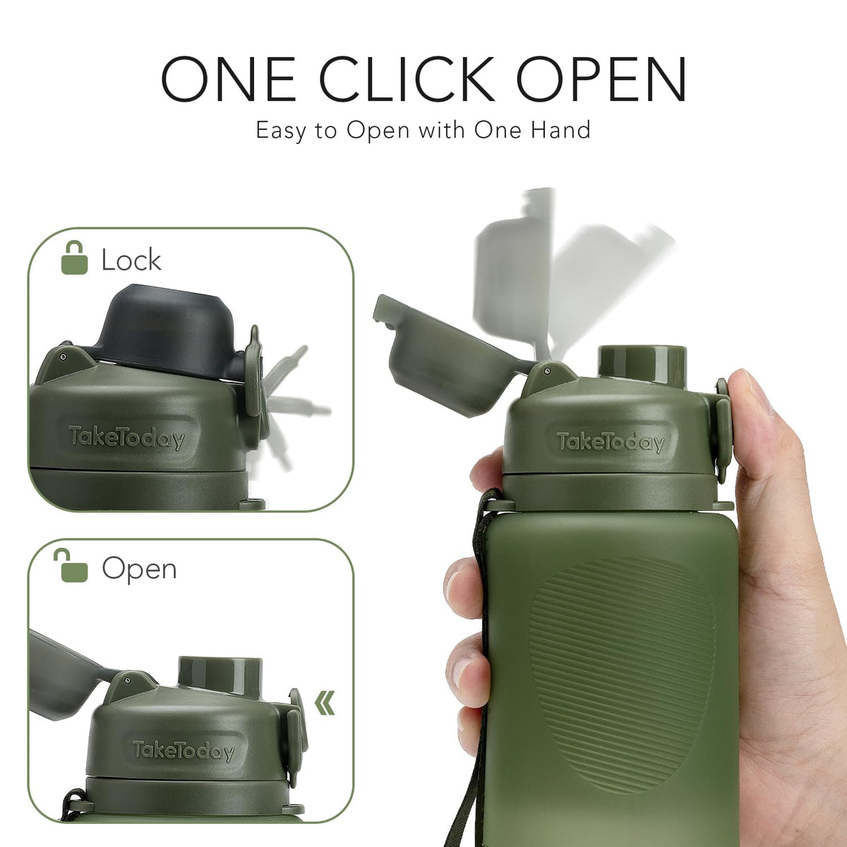 TakeToday Collapsible Water Bottles for International Travel, 32oz Green