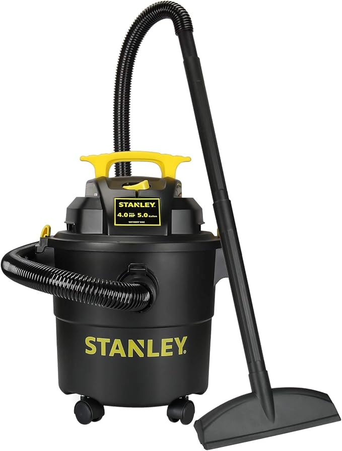 STANLEY Wet Dry Vacuum, 5 Gallon Shop Vac with Blower, 4 Peak HP 3 in 1 Power Suction Cleaner for Home, Jobsite, Garage, Basement, Shop Vacuum Wet and Dry for Car, Warehouse, Pet, Model: SL18115P