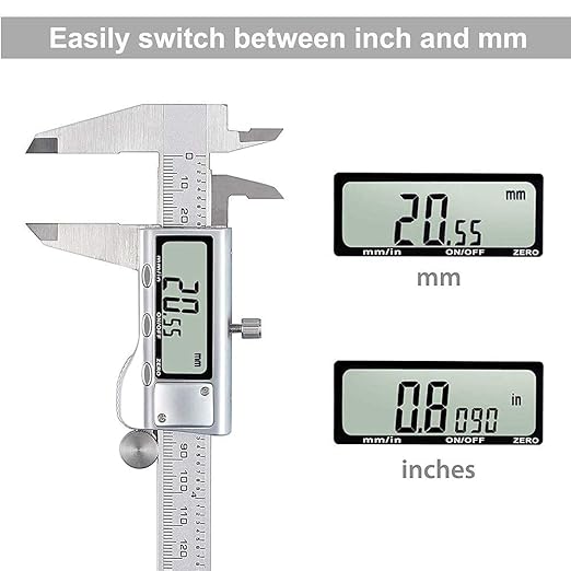 Digital Caliper, IP54 Waterproof Stainless Steel Caliper Measuring Tool, Vernier Caliper with Huge LCD Screen, Auto - Off Feature, Inch and Millimeter Conversion (6 Inch /150 mm)