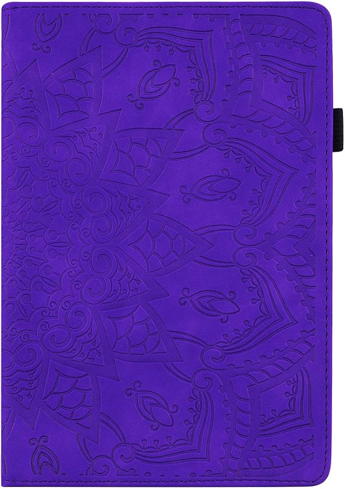 Folio Case for iPad Pro 11 2018-2022 iPad Air 11 2025/2024/Air 10.9 - Techcircle Stand Mandala Embossed PU Leather Soft TPU Cover with Elastic Strap Card Slots Pencil Holder - Pink