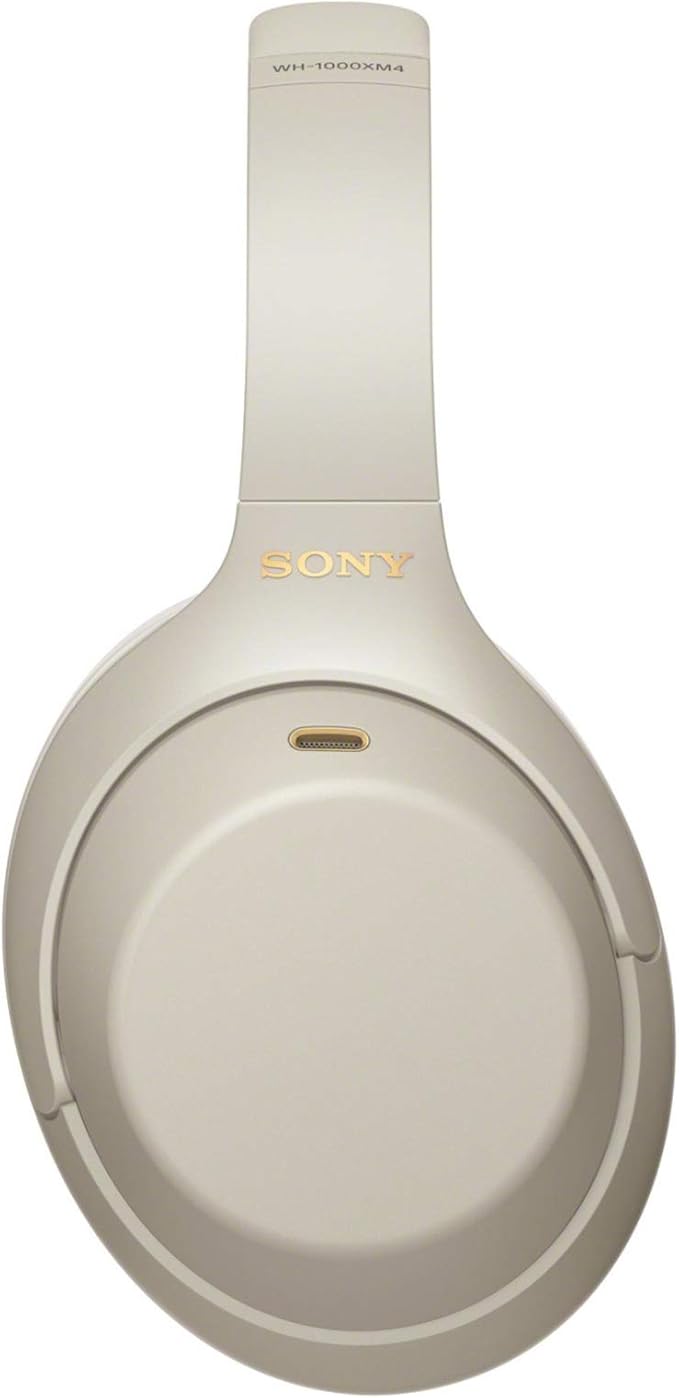 Sony WH-1000XM4 Wireless Noise Canceling Over-Ear Headphones (Silver) Bundle with 4 Port USB 3.0 Hub and USB Bluetooth Dongle Adapter Work from Home (3 Items)