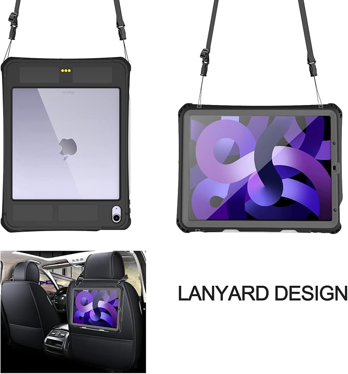 10.2 Waterproof Case Compatible with iPad 9th 8th 7th Generation 2021/2020/2019 Built-in Screen Protector with Strap Stand Pencil Holder Full Body Heavy Duty Protective Shockproof