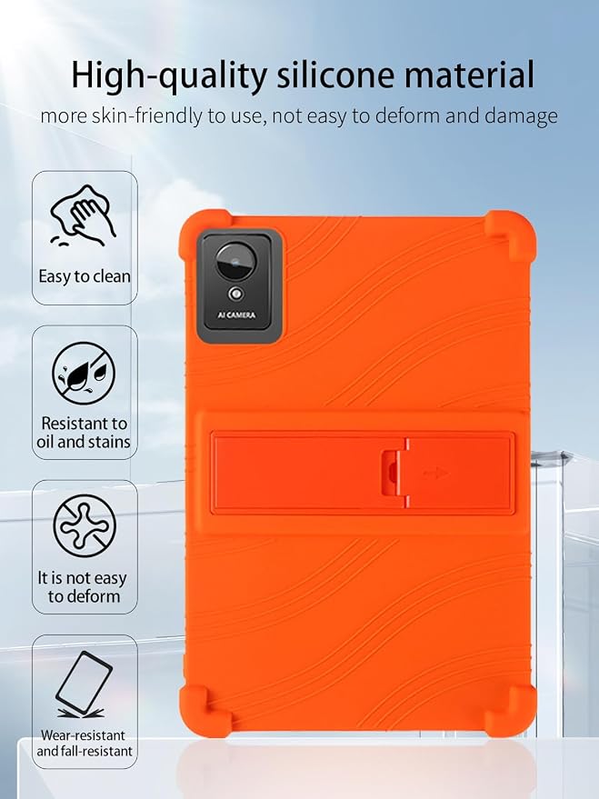 for Aobante K50 Android 15 15 Gaming Tablet10 2.5K Ultra Clear Display Tablet Model CaseSoft Silicone Adjustable Stand Cover Lightweight Kids FriendlyBlack.