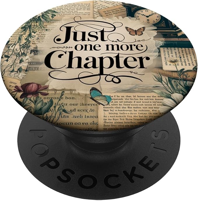 Just One More Chapter Bookish Book Reading Vintage Flower PopSockets Adhesive PopGrip