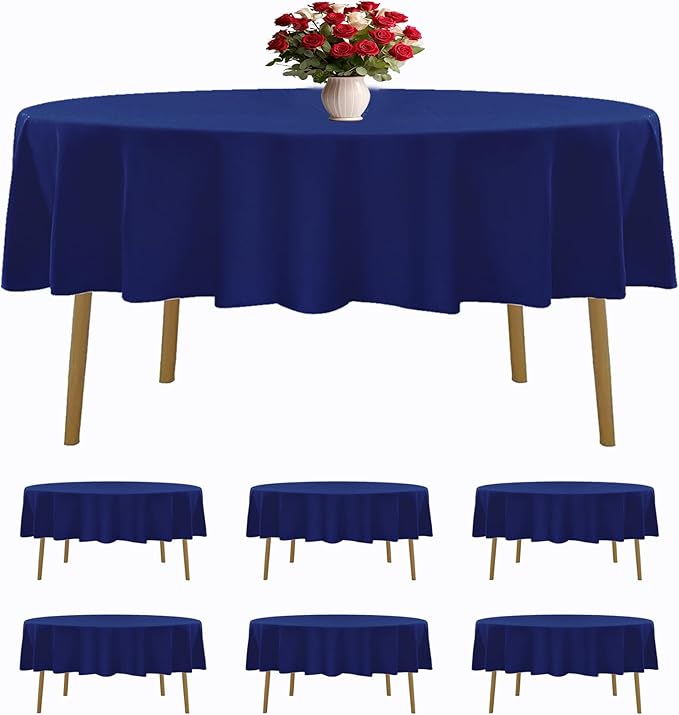 6 Pack Royal Blue Round Tablecloths 70 Inches Table Cloth Stain and Wrinkle Resistant Washable Polyester Table Cover Fabric for Party, Wedding,Dining,and Banquet Decoration