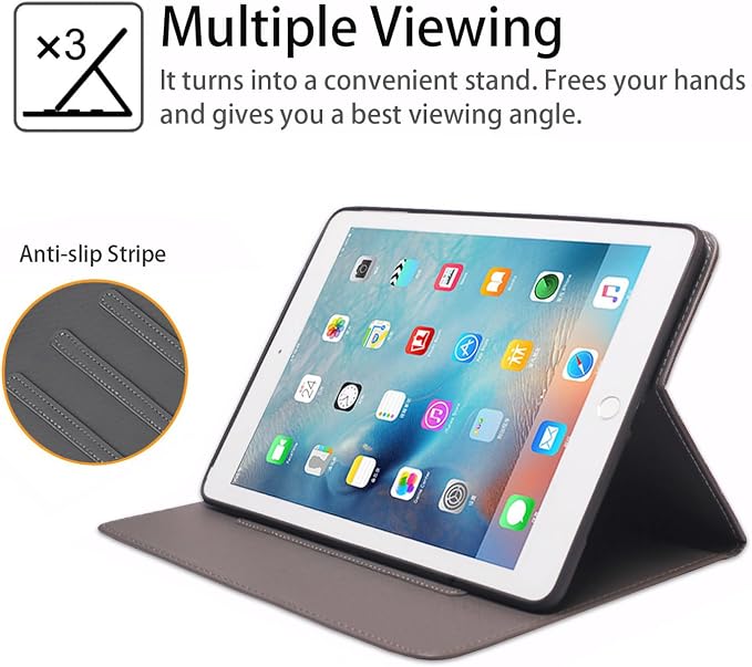 Case for iPad 6th/5th Generation (2018 2017 Model 9.7 Inch) iPad Air 2/Air 1 (9.7 Inch) Slim PU Leather Stand Folio Cover with Auto Wake Sleep African Woman Wolf