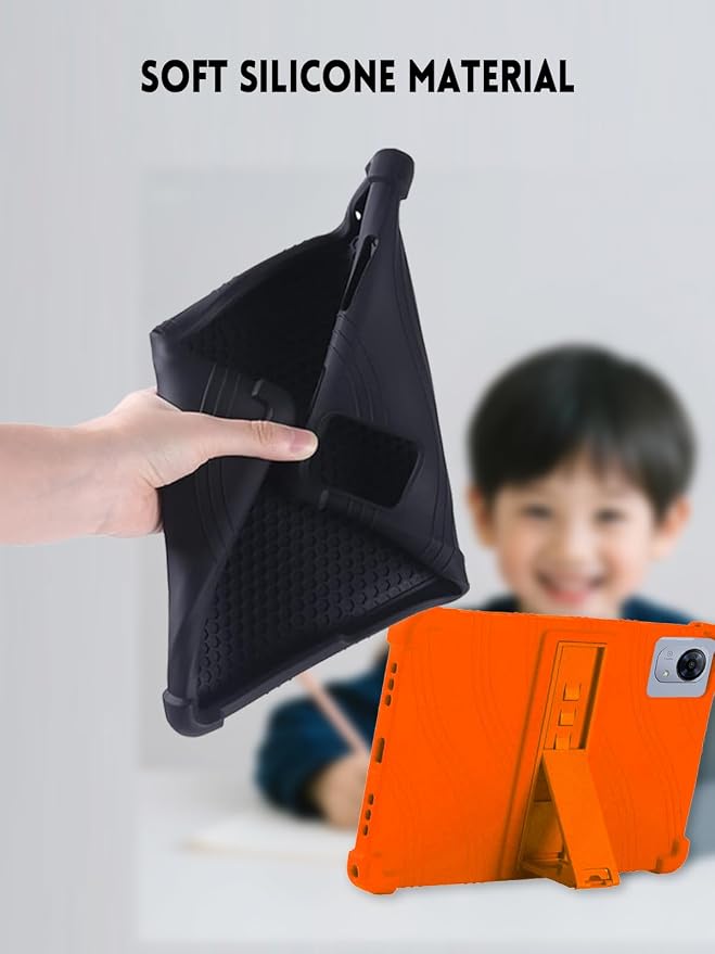 Case for POCKAM P11 Pro Android 16 Tablet 11 Inch (Black) | Soft Silicone Kids Friendly Protective Cover with Adjustable Stand Drop-Proof