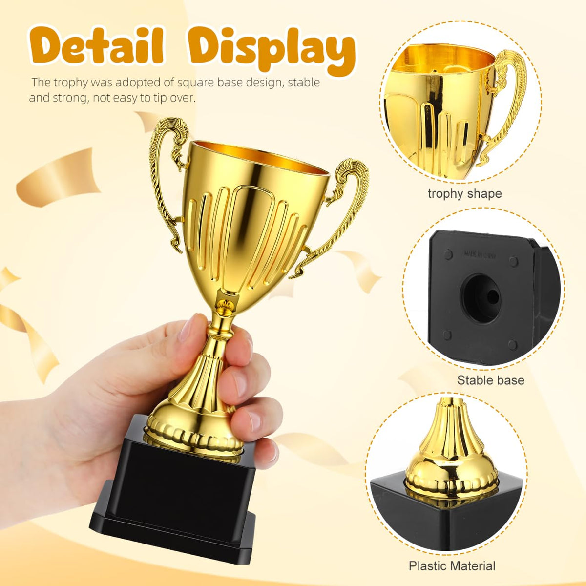 NOLITOY Gold Trophy Award, 7.4 Inch Plastic Trophy Cup for Sports