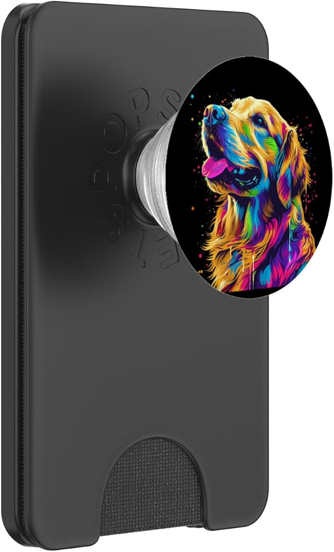 Colorful Pop Art Cute Golden Retriever Dog Portrait PopSockets Adhesive PopGrip