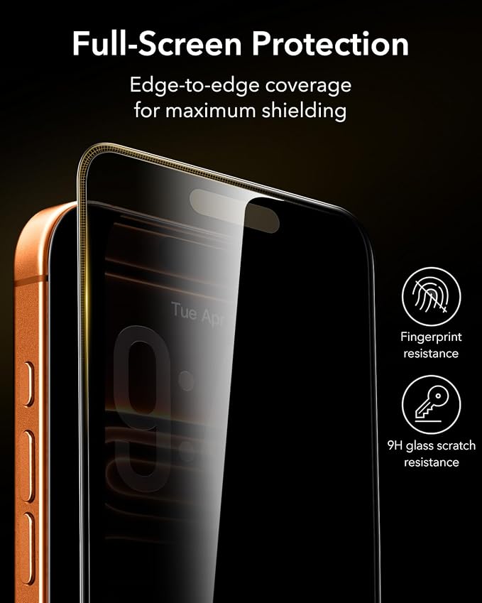 ESR 3 Pack for iPhone 16 Pro Max Privacy Screen Protector Armorite Pro | Accessory Glass by Corning™ 10X Impact Absorption Anti-Spy Full-Coverage Protection UltraFit Tray Bubble-Free
