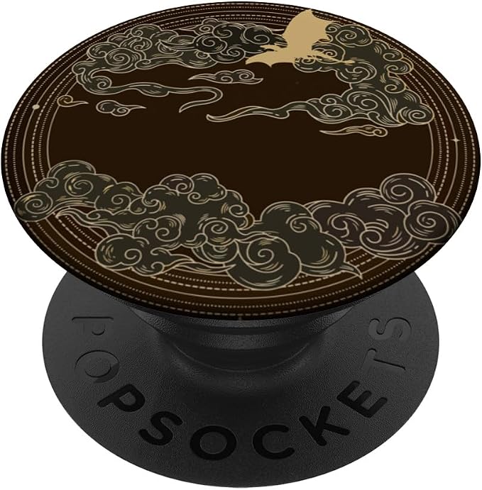 Black Dragon Cloud Circle Fantasy Mythic Emblem Pattern PopSockets PopGrip for MagSafe