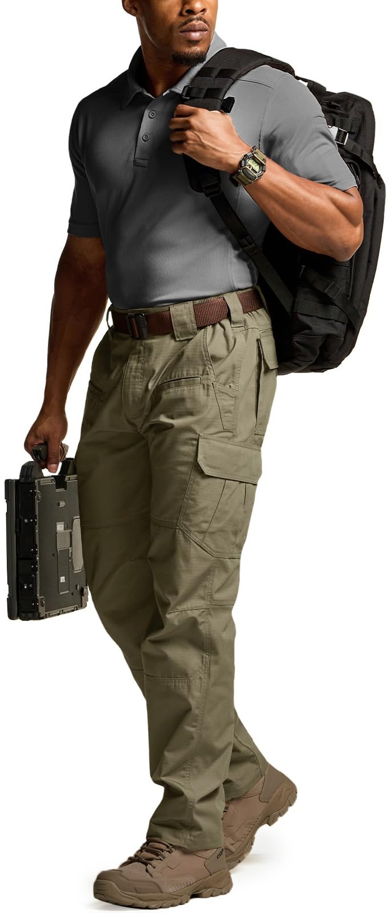 CQR Men's Tactical Pants, Water Resistant Ripstop Cargo Pants, Lightweight EDC Work Hiking Pants, Outdoor Apparel, Raider Soil Green, 30W x 30L