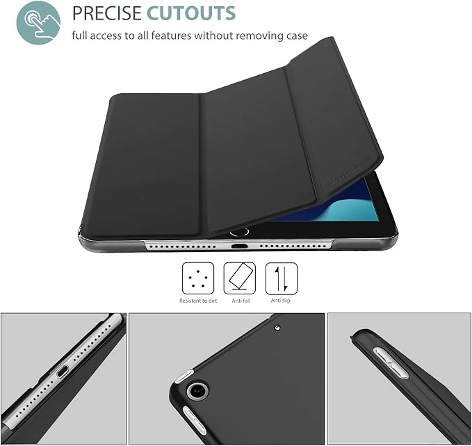 ProCase iPad 10.2 Case 2021 9th Gen/ 2020 8th Gen/ 2019 7th Gen Case with Tempered Glass Screen Protector Slim Stand Hard Shell Protective Smart Cover for 10.2” iPad 9th/8th/7th Generation -Black