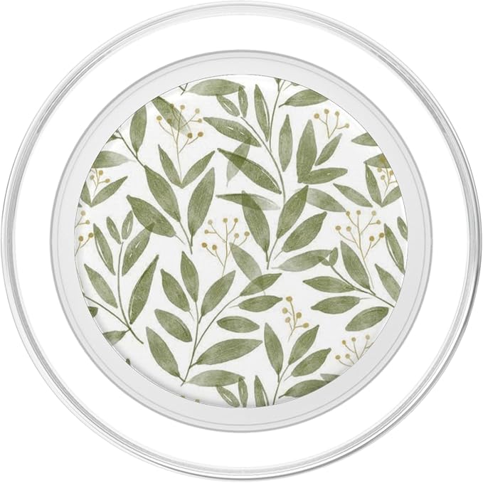 Green Botanical Leaf Pattern PopSockets PopWallet for MagSafe
