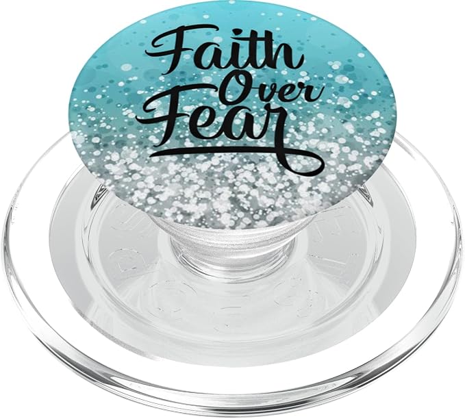 Black Faith Over Fear On a White ight Blue PopSockets Adhesive PopGrip