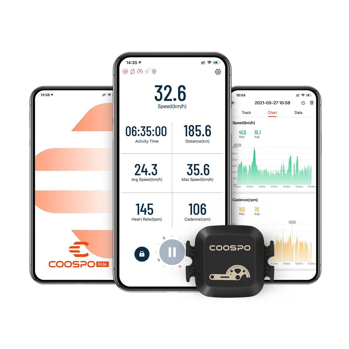 COOSPO Cadence and Speed Sensor, Wireless Bike Cadence Sensor for Bike Computer/Rouvy/Peloton/Wahoo