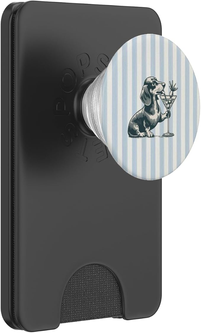 Blue Dog Drinking Illustration Print PopSockets PopGrip for MagSafe