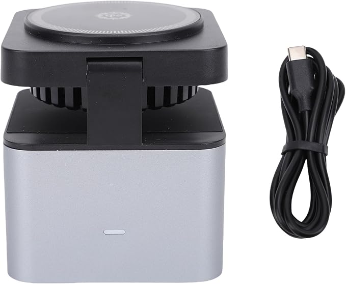 Qinlorgo 3 in 1 Magnetic Wireless Charging Station Foldable Magnetic Charging Stand 15W Fast with Semiconductor Cooling Technology Ideal for Phone Earphone Watches
