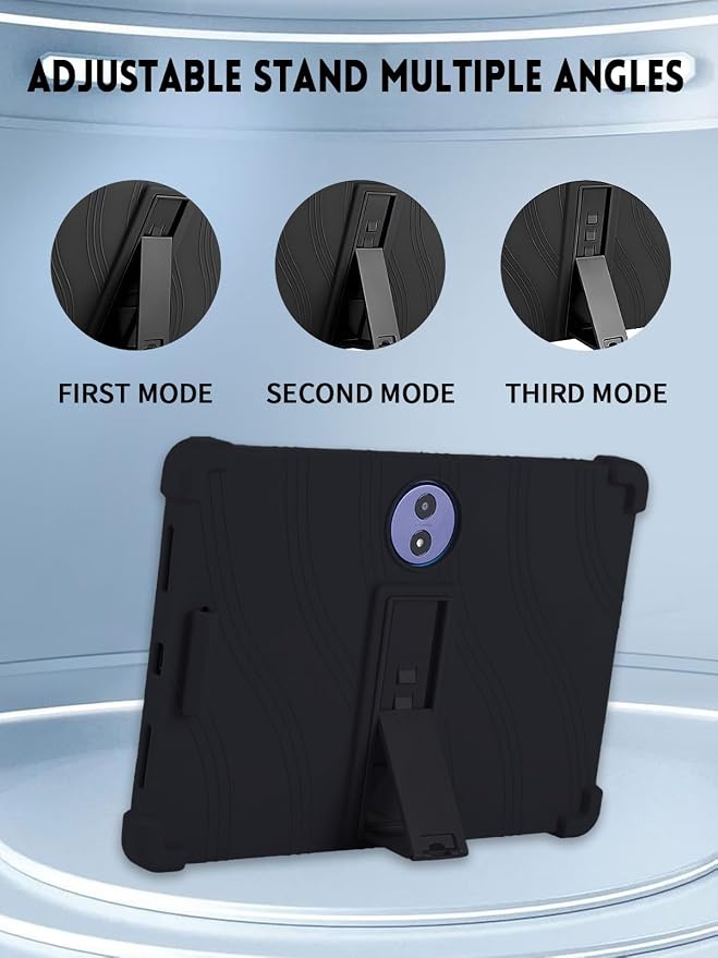 Case for TCL TAB A1 Plus Android Tablet 12.2 Inch (Dark Black) | (Model 9445X) Soft Silicone Kids Friendly Protective Cover with Adjustable Stand Drop-Proof